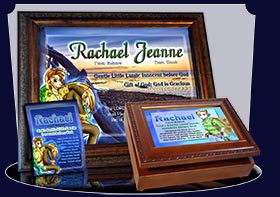PC-CH44, Name Meaning Card, Wallet Sized, with Bible Verse, personalized, anime character rachael