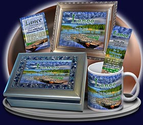 PC-SC10, Name Meaning Card, Wallet Sized, with Bible Verse, personalized, lance dock lake peace