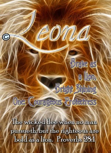 PC-AN08, Name Meaning Card, Wallet Sized, with Bible Verse, leona, lion, africa.