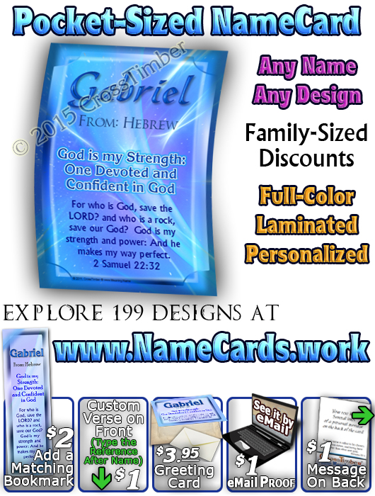 PC-SM05, Name Meaning Card, Wallet Sized, with Bible Verse, personalized, simple baby name baby blue gabriel simple basic