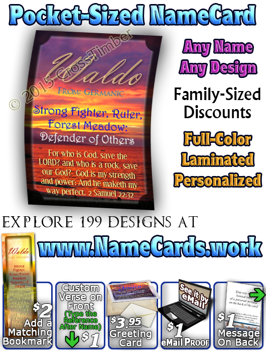 PC-SS08, Name Meaning Card, Wallet Sized, with Bible Verse, personalized, sunset jessica