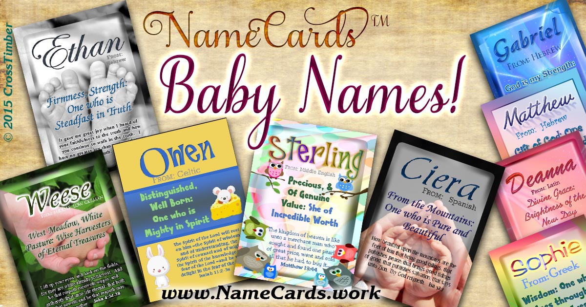 Adorable personalized cards for baby names and name meanings!