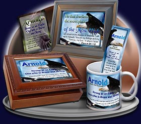 PC-AN20, Name Meaning Card, Wallet Sized, with Bible Verse Arnold bald eagle fly