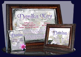 PC-FL12, Name Meaning Card, Wallet Sized, with Bible Verse, personalized, flower, danisa easter lily cross