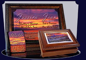PC-SS08, Name Meaning Card, Wallet Sized, with Bible Verse, personalized, sunset jessica