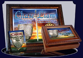 PC-SY61, Name Meaning Card, Wallet Sized, with Bible Verse, personalized, chase shield sunset