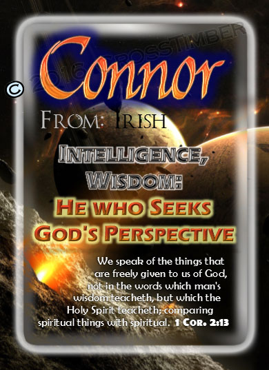 PC-CR01, Name Meaning Card, Wallet Sized, with Bible Verse, personalized, space asteroid connor