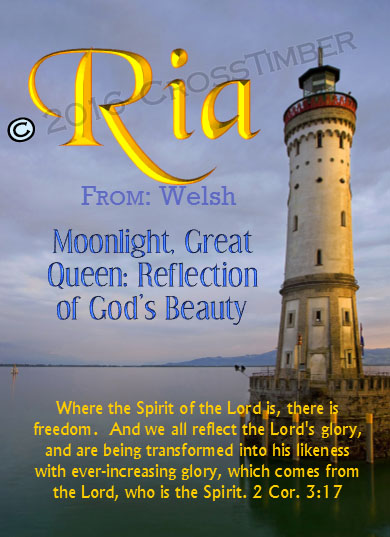 PC-LH35, Name Meaning Card, Wallet Sized, with Bible Verse, personalized, lighthouse light ria