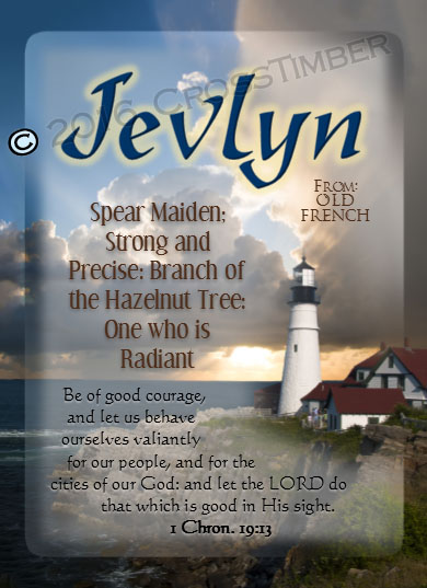 PC-LH37, Name Meaning Card, Wallet Sized, with Bible Verse, personalized, lighthouse light jevlyn