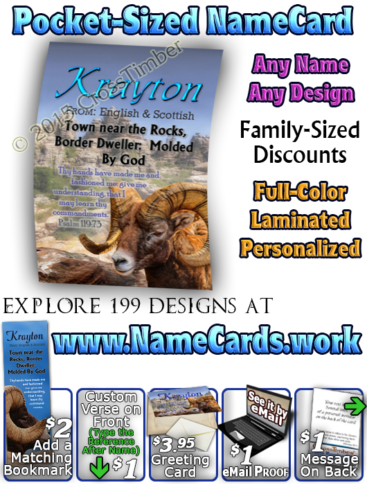 PC-AN10, Name Meaning Card, Wallet Sized, with Bible Verse Aria canyon, rocks diligence