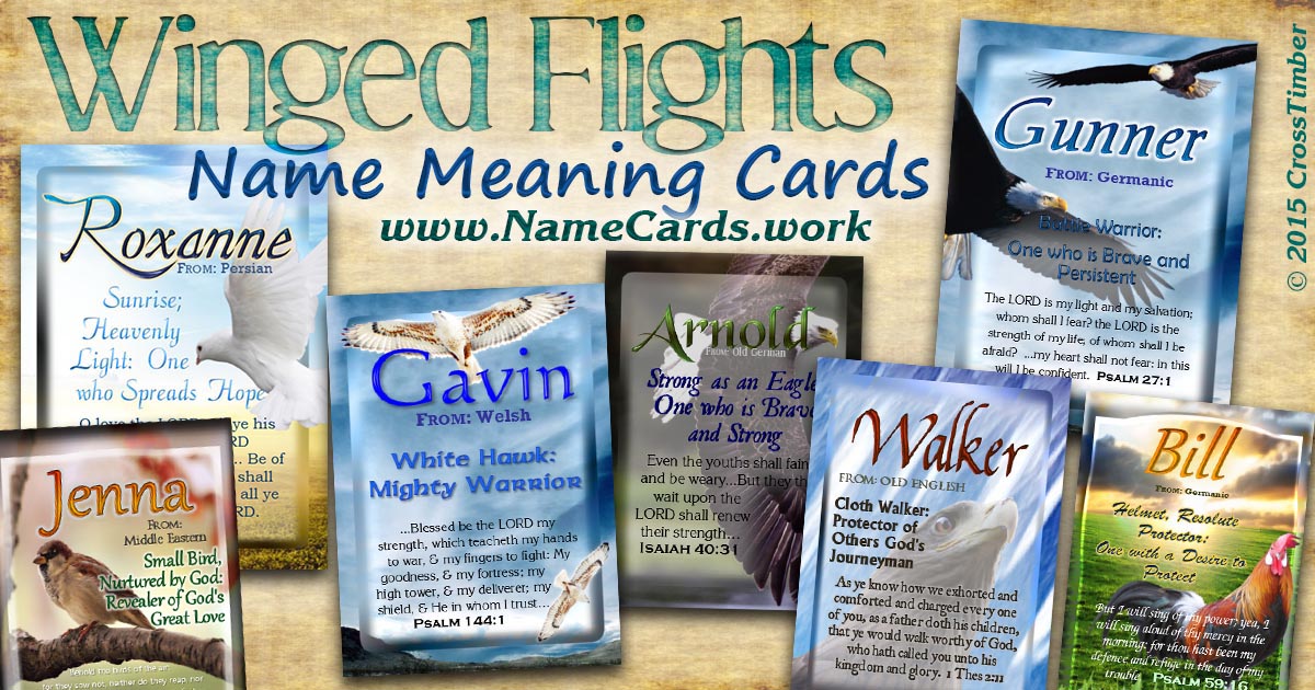 Eagles, Doves, Hawks, Sparrow, Chicken: all on name meaning personalized cards
