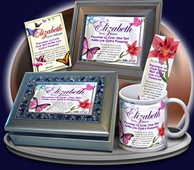 PC-BF04, Name Meaning Card, Wallet Sized, with Bible Verse butterfly  elizabeth