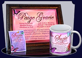 PC-BF05, Name Meaning Card, Wallet Sized, with Bible Verse butterfly  suzie pink