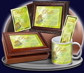 PC-BF14, Name Meaning Card, Wallet Sized, with Bible Verse butterfly belle green garden