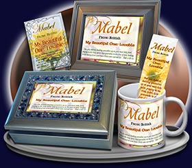 PC-FL20, Name Meaning Card, Wallet Sized, with Bible Verse, personalized, floral flower,  mabel