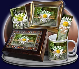 PC-FL36, Name Meaning Card, Wallet Sized, with Bible Verse, personalized, floral flower, daisy white
