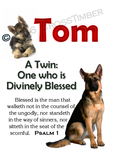 PC-AN39, Name Meaning Card, Wallet Sized, with Bible Verse Kristopher Christopher Chris Kris german shepherd dog