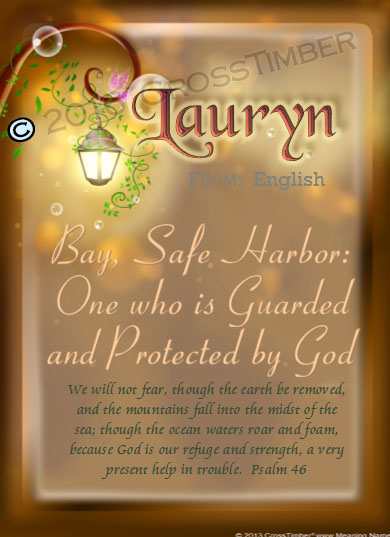 PC-BF17, Name Meaning Card, Wallet Sized, with Bible Verse fairy fairytale storybook lamp light butterfly lauryn