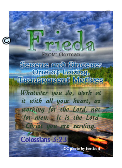PC-SC06, Name Meaning Card, Wallet Sized, with Bible Verse, personalized,dock lake peace frieda