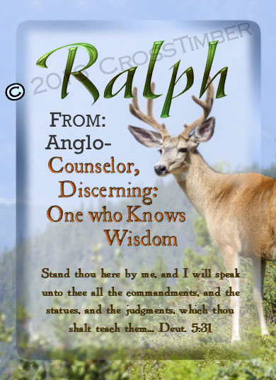 PC-SC46, Name Meaning Card, Wallet Sized, with Bible Verse, personalized, buck deer elk hunt hunter ralph