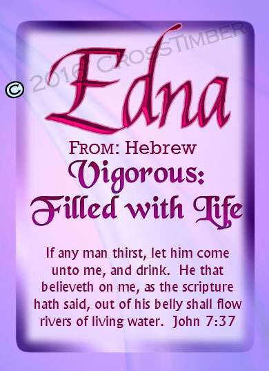 PC-SM06, Name Meaning Card, Wallet Sized, with Bible Verse, personalized, baby name purple pink edna simple basic