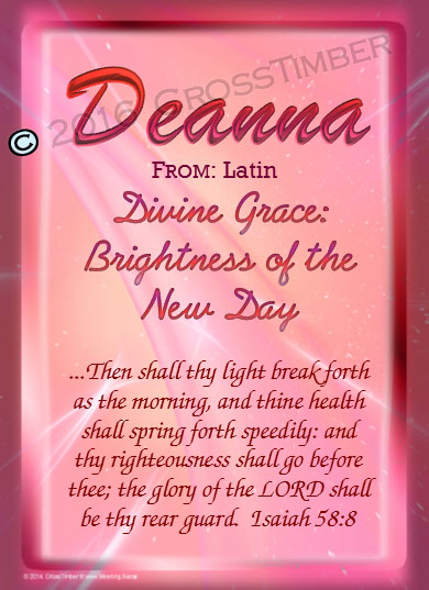 PC-SM07, Name Meaning Card, Wallet Sized, with Bible Verse, personalized, baby name purple pink Deanna simple basic